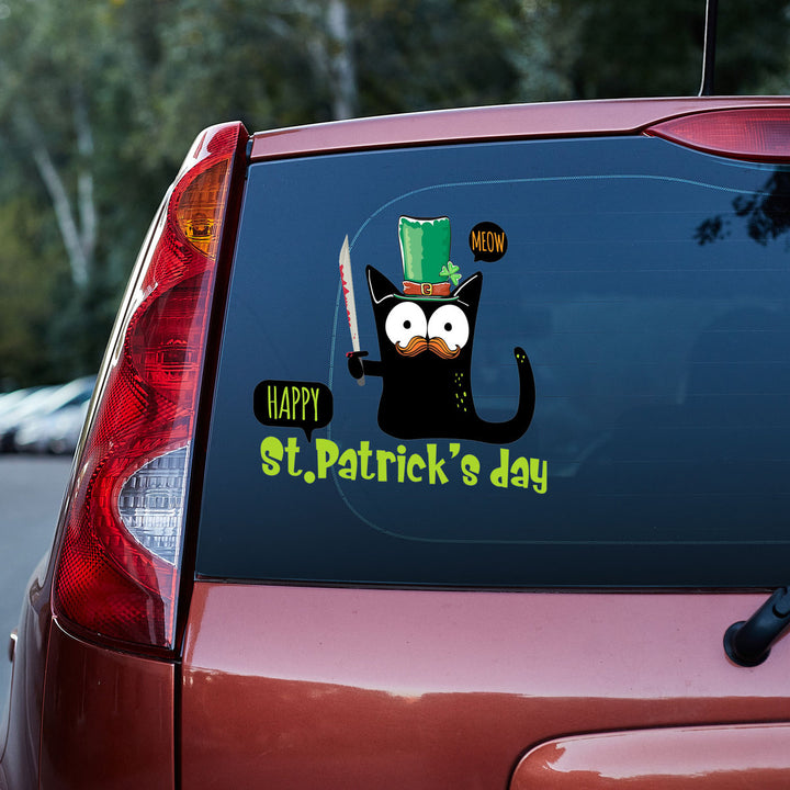 Black Happy St Patricks Day Vinyl Car Decal Sticker