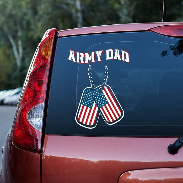 Army Dad Dog Tag Veteran Vinyl Car Decal Sticker