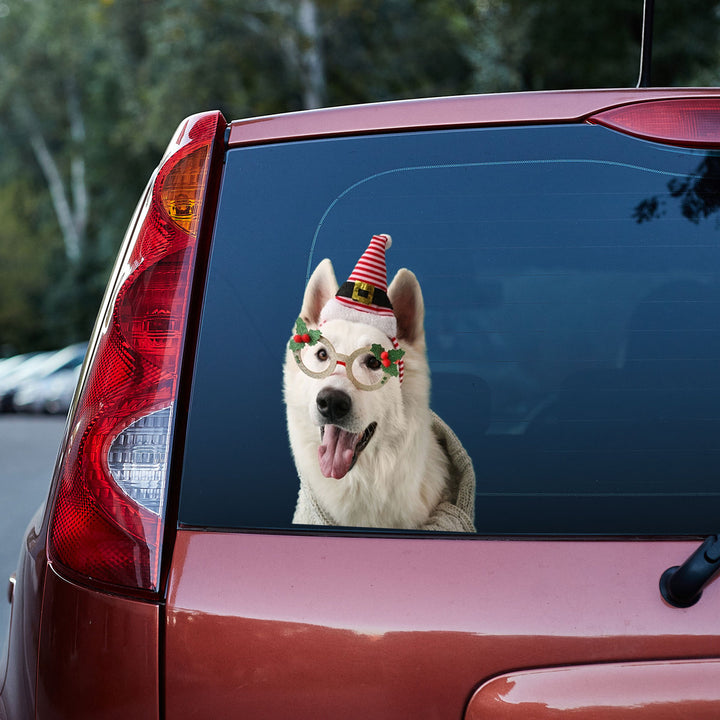 Funny Christmas Husky Dog 3D Vinyl Car Decal Sticker