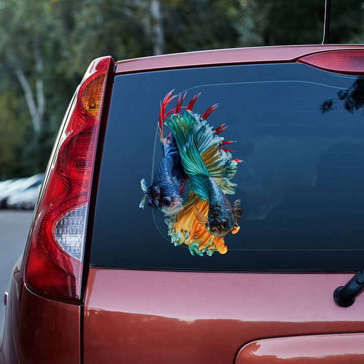 Couple Siamese Fish 3D Vinyl Car Decal Sticker