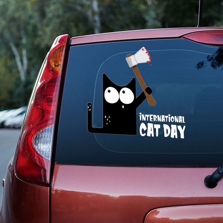 Funky Black Cat Vinyl Car Decal Sticker