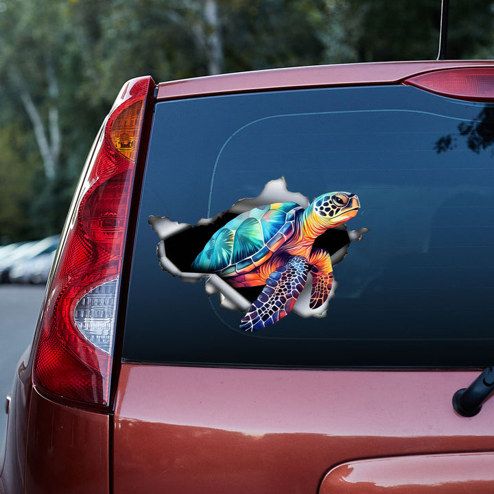 Whimsical Sea Turtle Watercolor 3D Vinyl Car Decal Stickers CS5759