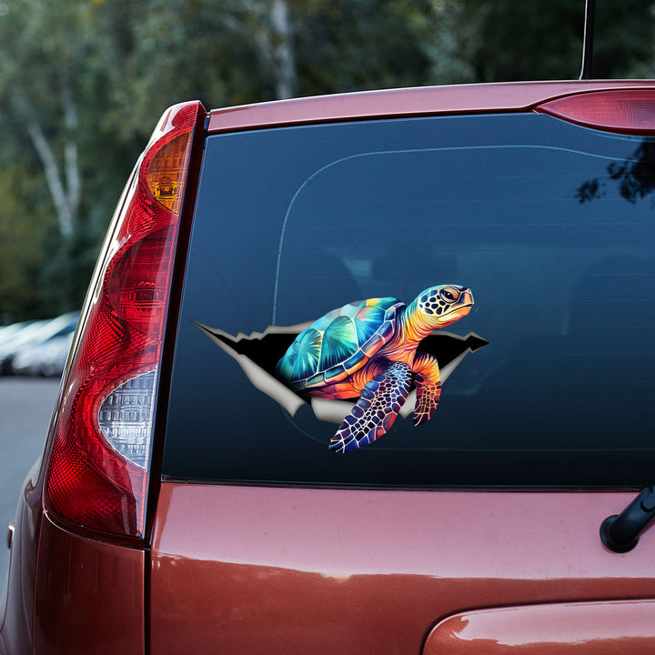 Whimsical Sea Turtle Watercolor 3D Vinyl Car Decal Stickers CS5759