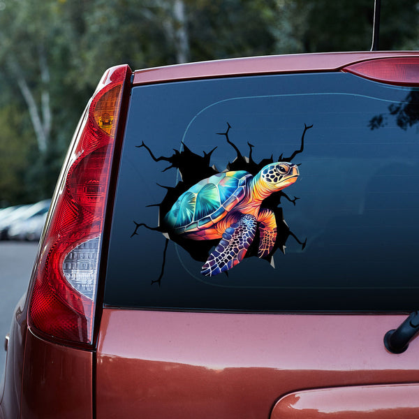 Whimsical Sea Turtle Watercolor 3D Vinyl Car Decal Stickers CS5759