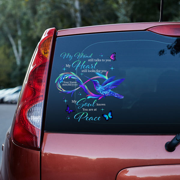 Hummingbird Memorial My Mind Still Talks To You Remembrance Sympathy Vinyl Car Decal Sticker CS5813