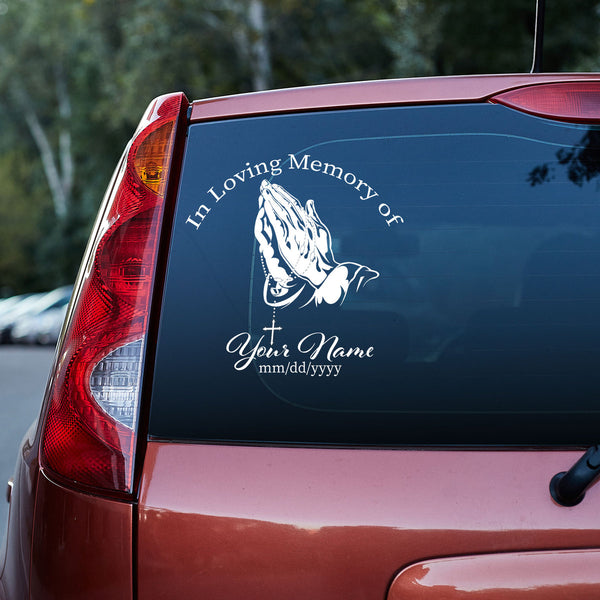 In Loving Memory Praying Hands God Memorial Vinyl Car Decal Sticker CS5815