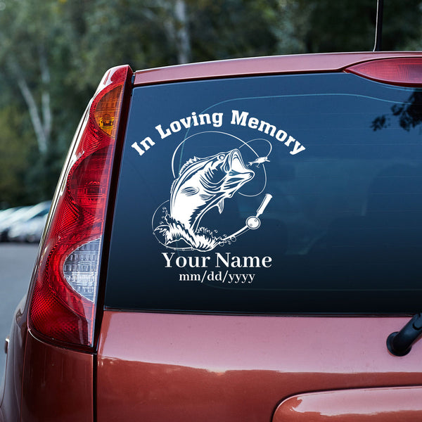 Fishing In Loving Memory Fisherman Memorial Custom Text Vinyl Car Decal Sticker CS5817
