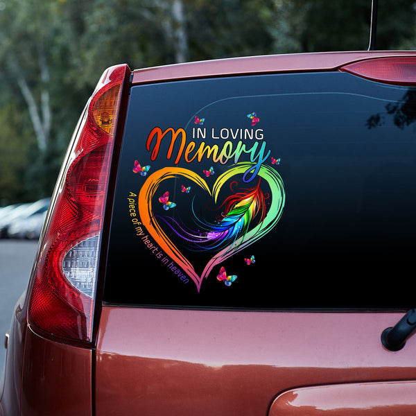 In Loving Memory Memorial Heart Butterflies Custom Text Vinyl Car Decal Sticker CS5818