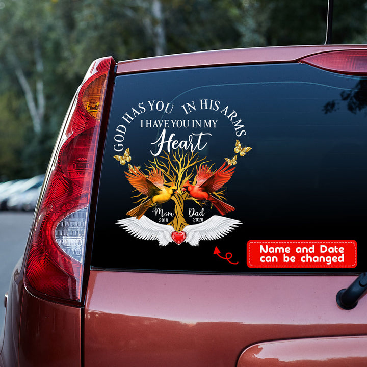 I Have You In My Heart Cardinal Memorial Custom Text Vinyl Car Decal Sticker CS5822
