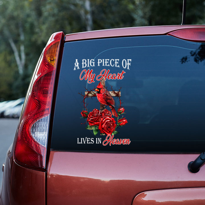 Memorial A Big Piece Of My Heart Cardinal 3D Vinyl Car Decal Stickers CS5827