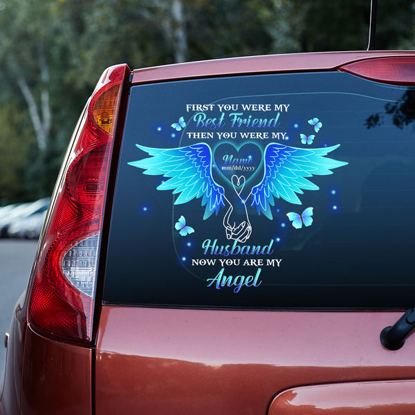Love Heart Angel Wings Memorial Custom Text Vinyl Car Decal Sticker