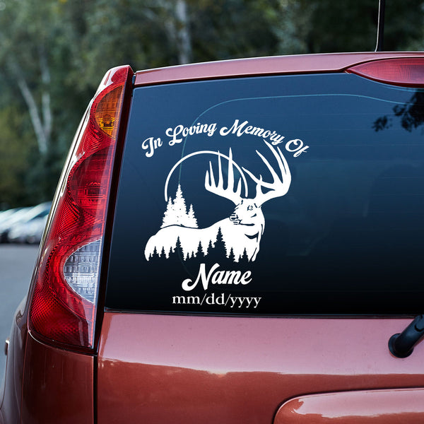 Deer Hunting Memorial Custom Text Vinyl Car Decal Sticker
