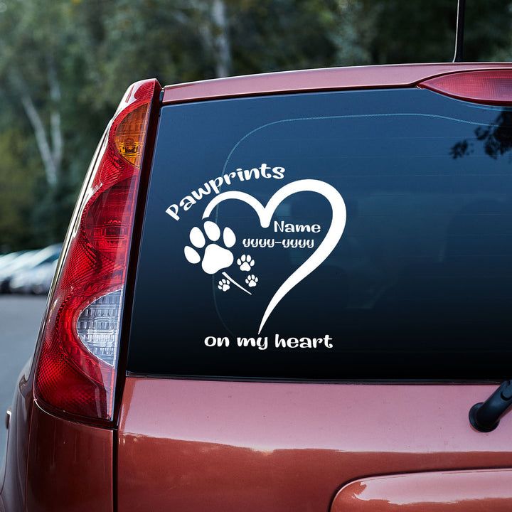 Hummingbird Pawprints Heart Memorial Custom Text Vinyl Car Decal Sticker