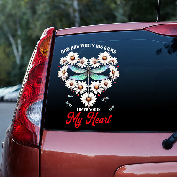 God Has You In His Arms Dragonfly Memorial Color 3D Vinyl Car Decal Sticker CS5846