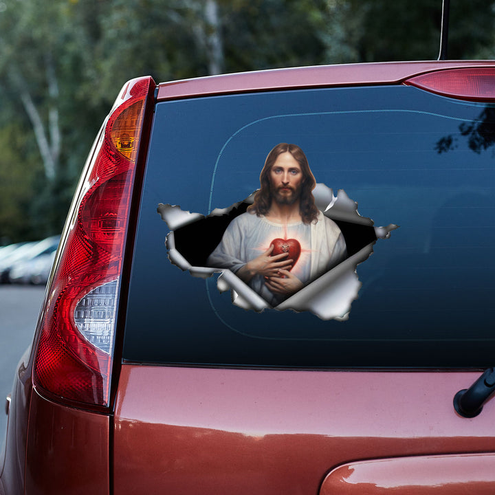 Jesus With Sacred Heart 3D Vinyl Car Decal Stickers CS8106