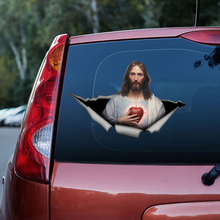 Jesus With Sacred Heart 3D Vinyl Car Decal Stickers CS8106