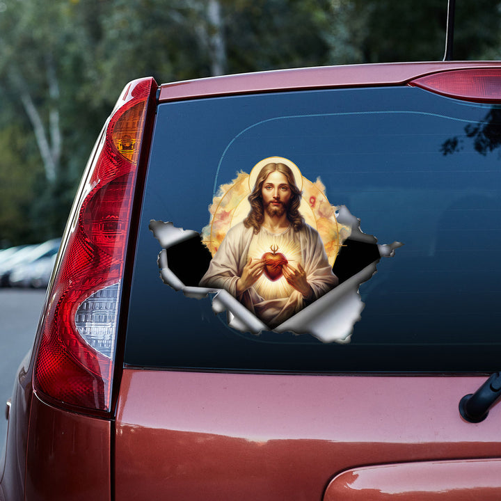 Jesus With Sacred Heart 3D Vinyl Car Decal Stickers CS8107