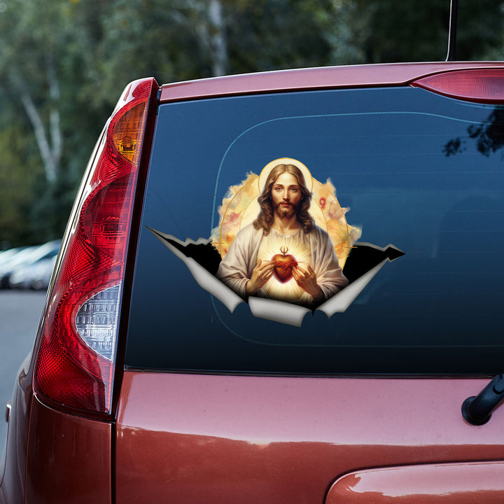 Jesus With Sacred Heart 3D Vinyl Car Decal Stickers CS8107