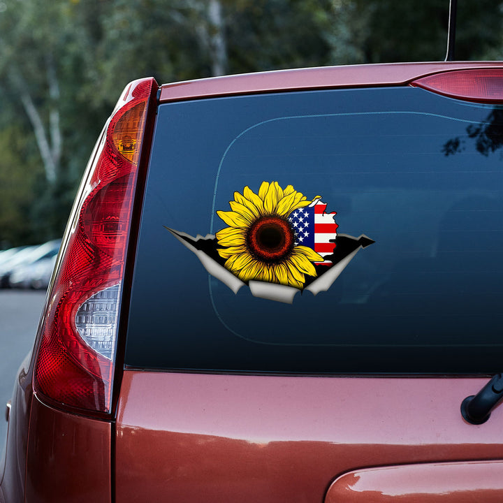 Sunflower American Flag 3D Vinyl Car Decal Stickers CS8151