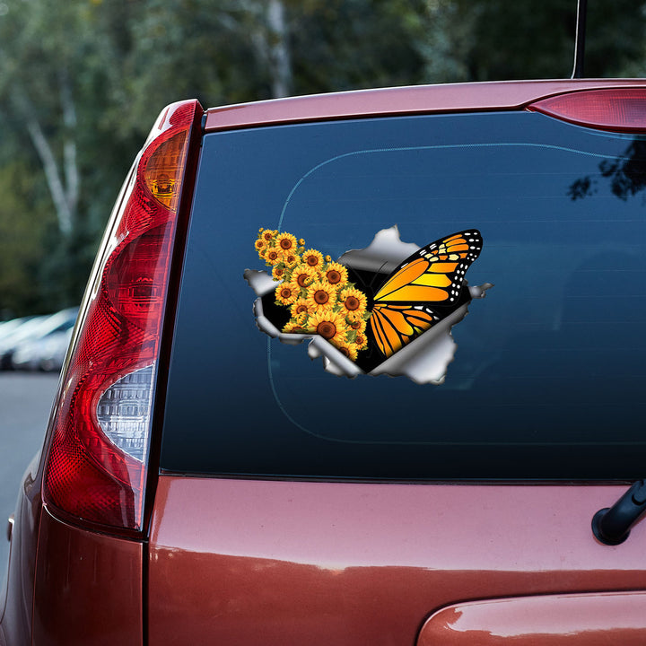 Sunflower With Butterfly 3D Vinyl Car Decal Stickers CS8176