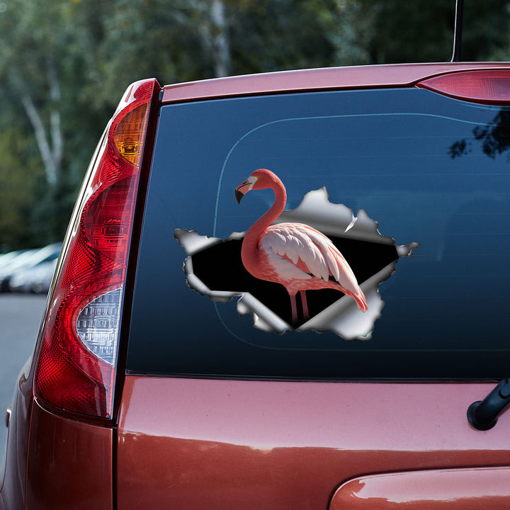 Pink And White Flamingo 3D Vinyl Car Decal Stickers CS8305