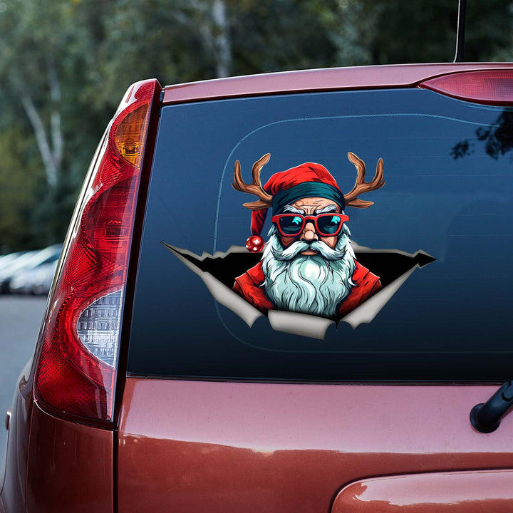 Funny Santa With Deerhorn 3D Vinyl Car Decal Stickers CS8502