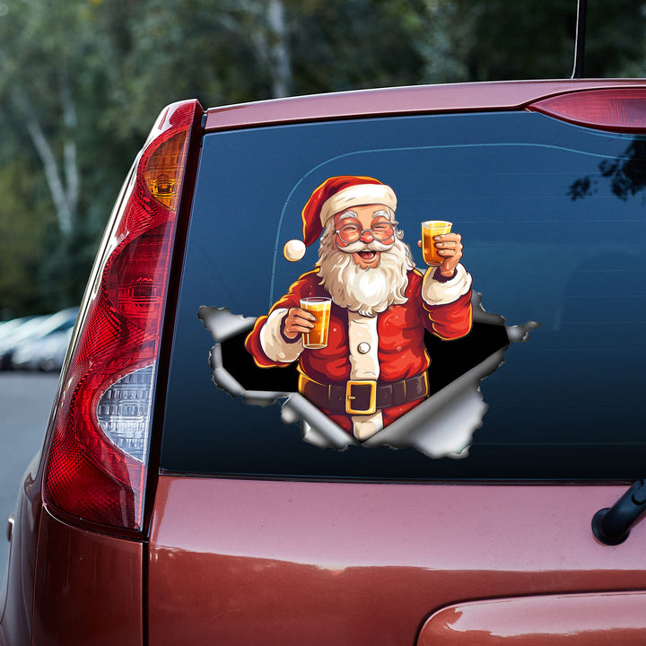 Funny Santa Claus With Beer 3D Vinyl Car Decal Stickers CS8503