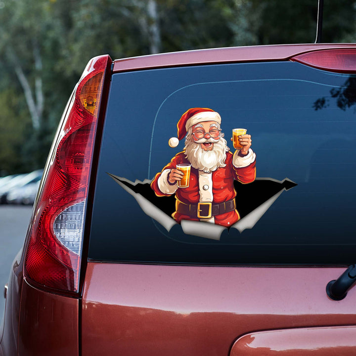 Funny Santa Claus With Beer 3D Vinyl Car Decal Stickers CS8503