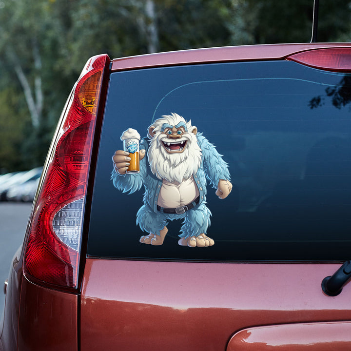Funny Bigfoot Yeti Drink Beer 3D Vinyl Car Decal Stickers CS8610