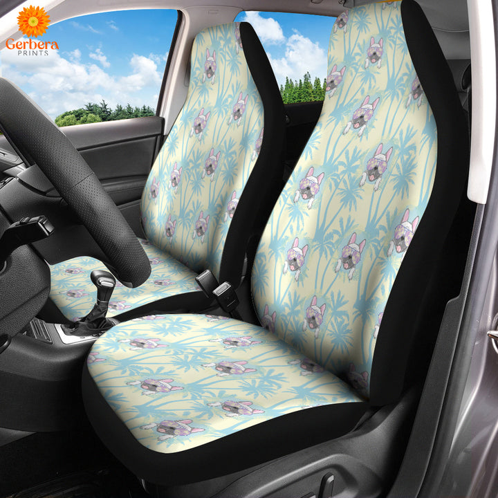 Happy Bull Dog With Tropical Car Seat Cover Car Interior Accessories CSC5355