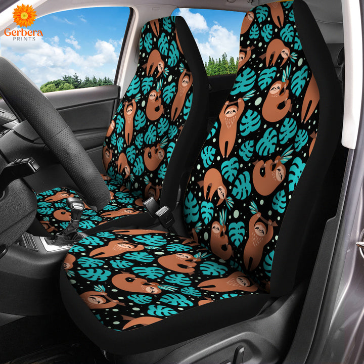 Cute Sloth On Tropical Forest Car Seat Cover Car Interior Accessories CSC5389