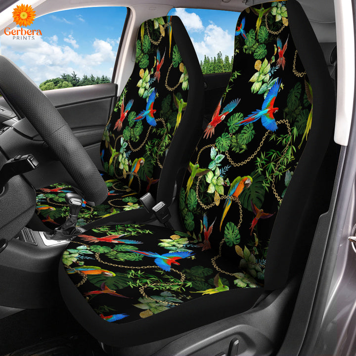 Tropical Parot With Gold Chains Leaves Car Seat Cover Car Interior Accessories CSC5402