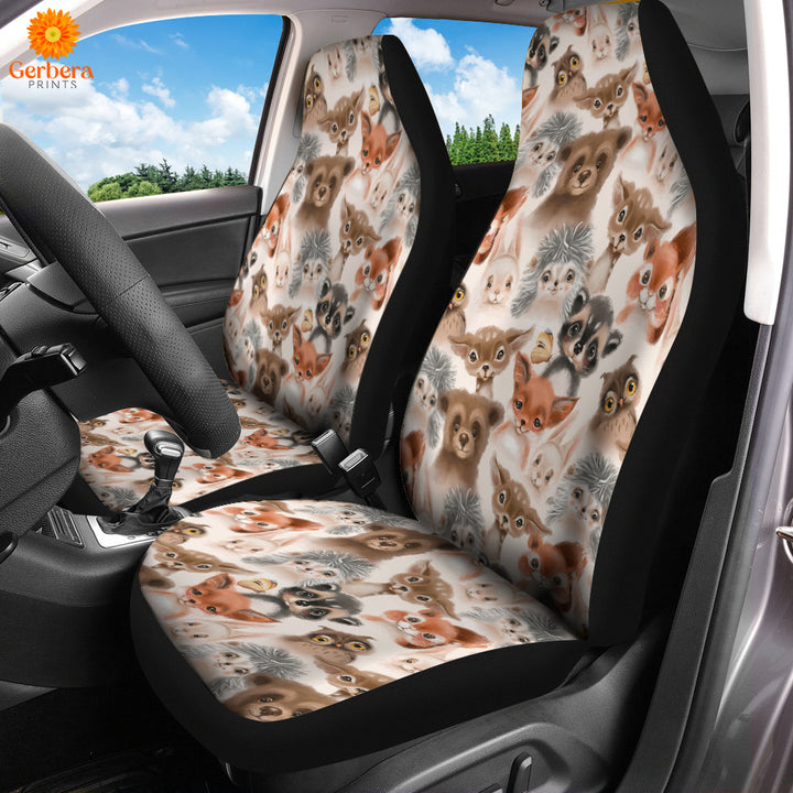 Vintage Colorwater Animals In Forest Car Seat Cover Car Interior Accessories CSC5422