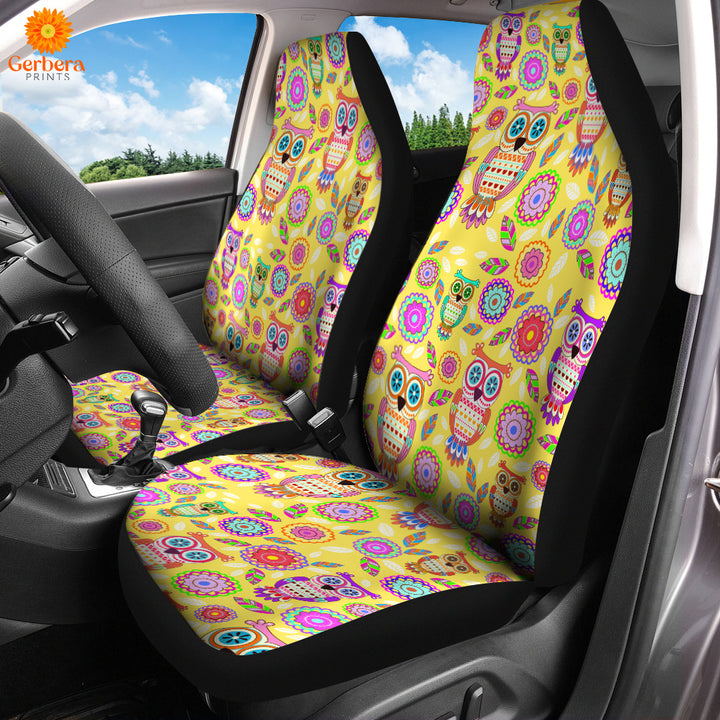 Yellow Owl And Flowers Car Seat Cover Car Interior Accessories CSC5431