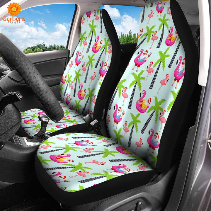 Santa Claus With Flamingo Christmas In July Car Seat Cover Car Interior Accessories CSC5467