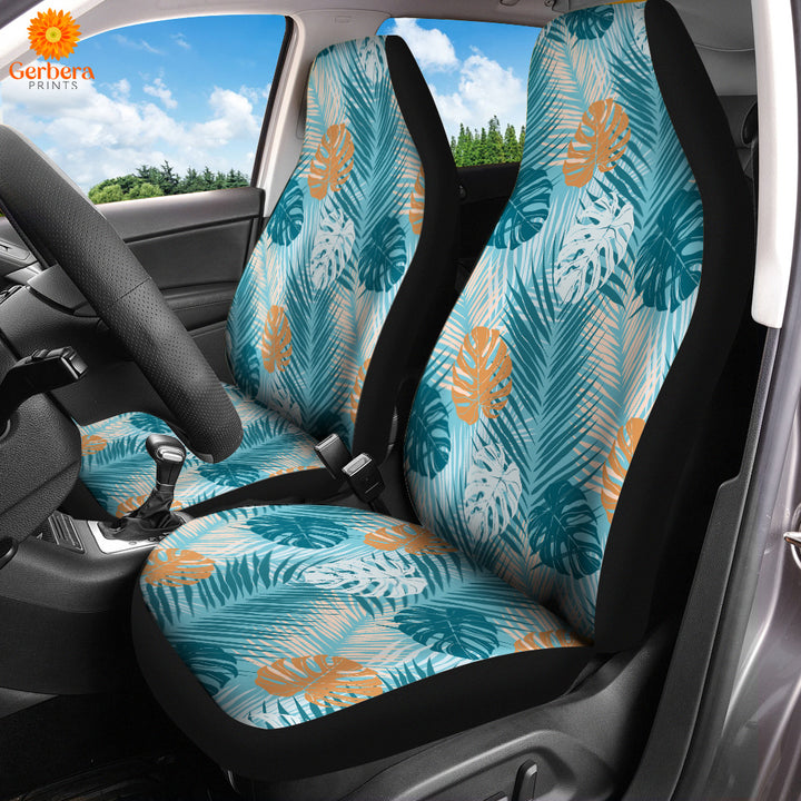 Blue Tropical Leaves Pattern Car Seat Cover Car Interior Accessories CSC5528
