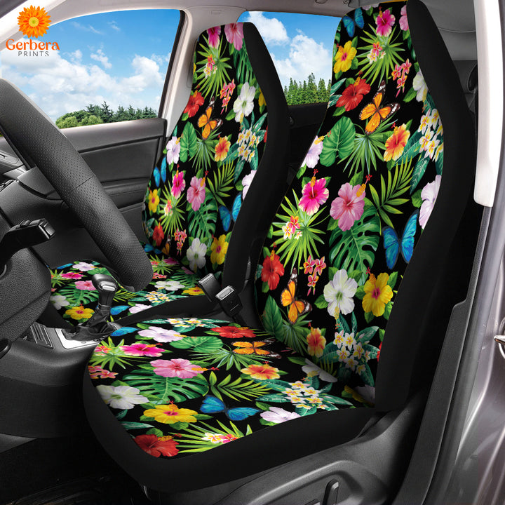 Flower And Leaves Tropical Car Seat Cover Car Interior Accessories CSC5547