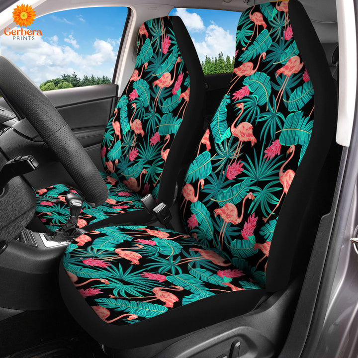 Tropical Leaves Flamingo Car Seat Cover Car Interior Accessories CSC5584
