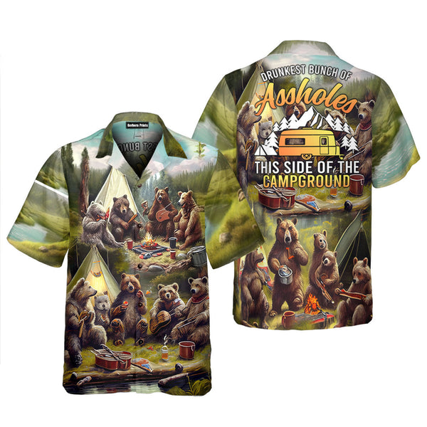 Camping Drunkest The Campground Bears Aloha Hawaiian Shirts For Men & For Women WT2280-Colorful-Gerbera Prints.