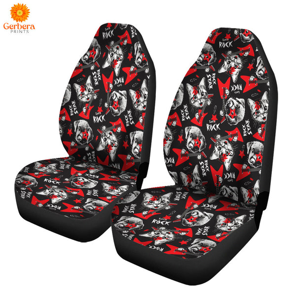 Cat Dog Play Rock On Electric Guitar Car Seat Cover Car Interior Accessories CSC5317