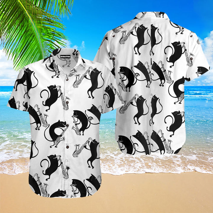 Cats Play Saxophone Hawaiian Shirt