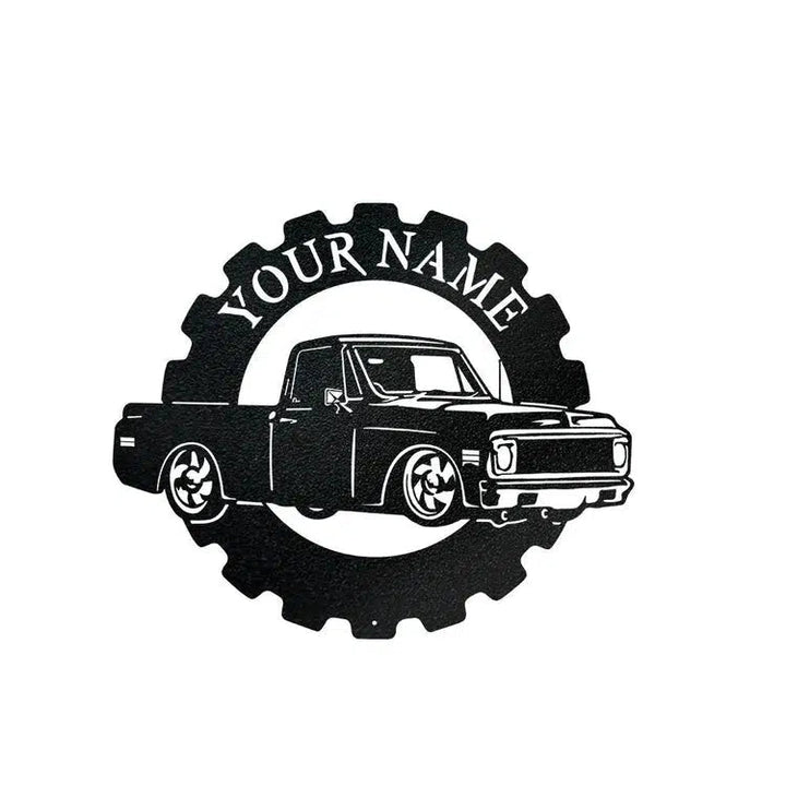 Chevy Truck Classic Car Custom Cut Metal Sign | MN1536-Black-Gerbera Prints.