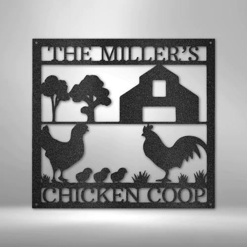 Chicken Coop Monogram Personalized Metal House Sign Custom Name Laser Cut Metal Signs MN1472
