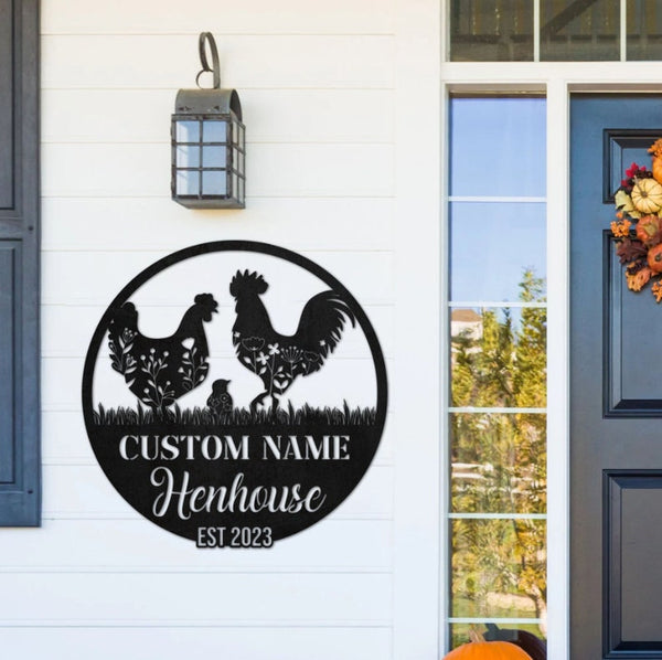 Chicken Hen Eggs Farm Address Sign Custom Name Laser Cut Metal Signs MN1859