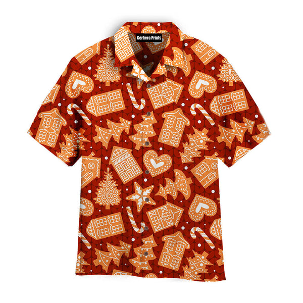 Christmas Funny Cutie Gingerbread Pattern Aloha Hawaiian Shirts For Men & For Women | WT7480-Colorful-Gerbera Prints.