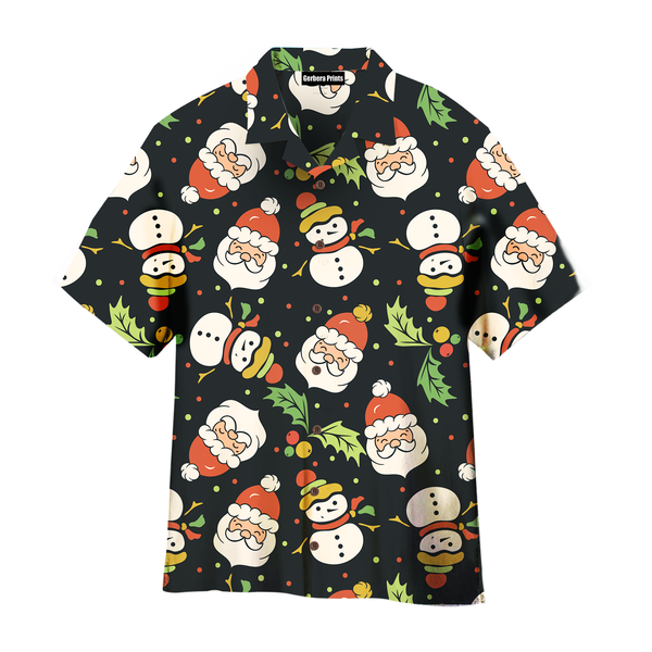 Christmas Happy Night With Santa Snowman Pattern Aloha Hawaiian Shirts For Men & For Women | WT7487-Colorful-Gerbera Prints.