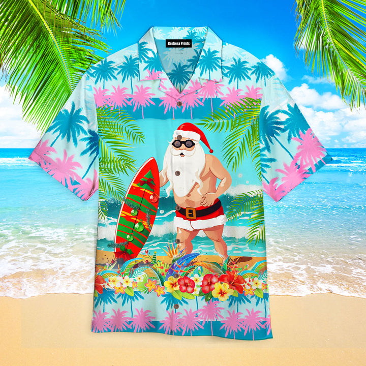 Christmas In July Funny Santa Claus Tropical Style Aloha Hawaiian Shirts For Men & For Women WT8214