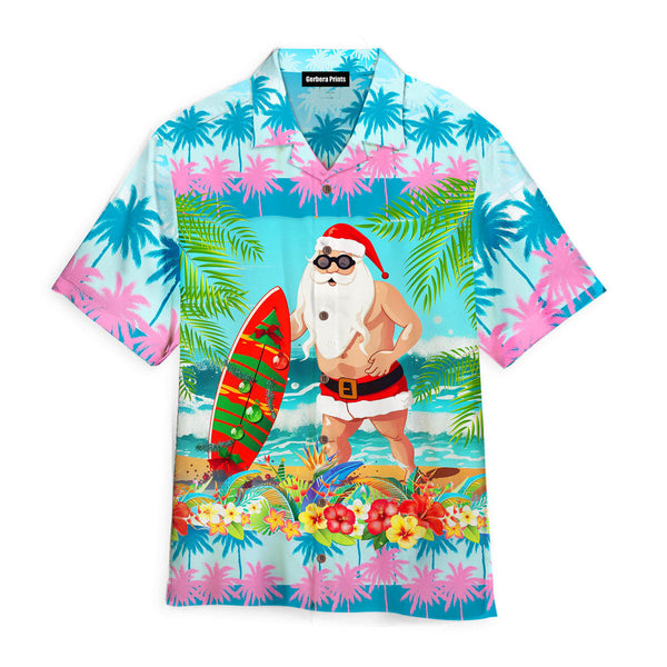 Christmas In July Funny Santa Claus Tropical Style Aloha Hawaiian Shirts For Men & For Women WT8214