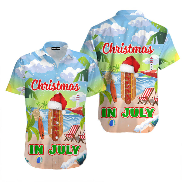 Christmas In July Hot Dog Beach Party Aloha Hawaiian Shirts For Men & For Women WT3105