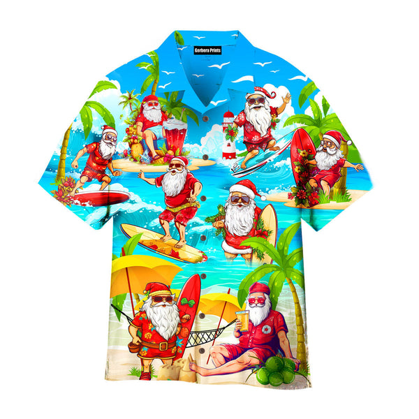 Christmas In July Surfing Santa Keeping The Christmas Spirit Alive Year Round Aloha Hawaiian Shirts For Men & For Women WT9231-Colorful-Gerbera Prints.
